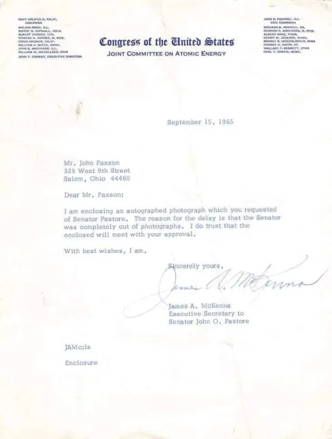 John Kunkel Pennsylvania Congress Autograph Signed Horticulture Letter 1963