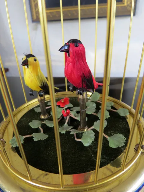 Reuge Saint-Croix Swiss Gilded Bird Cage Music Box 2 Singing Birds Automation 2