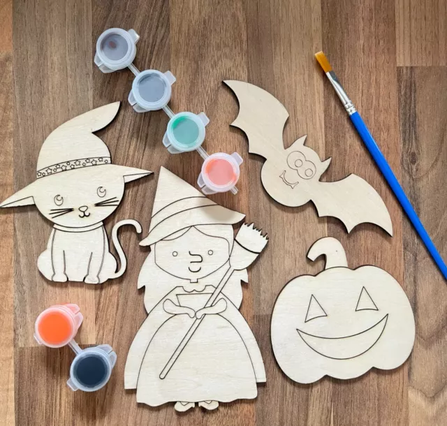 Pinta tu propia madera magnética formas artesanales de Halloween, manualidades para niños,