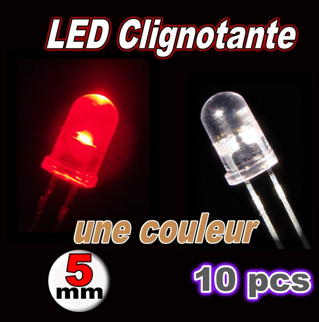 LED Rouge Clignotante 5mm Avec Support Noir - Pour Tableau De Bord Van/Camping-car