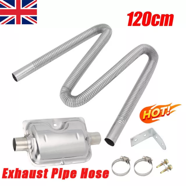 120cm + Silencer Stainless Steel Exhaust Pipe Hose Car Parking Air Heater Diesel