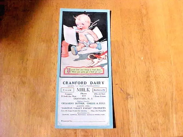 1920s Vintage Cranford Dairy NJ Advertising Blotter Baby Running Raritan
