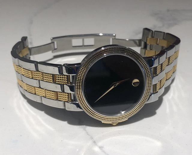 Movado Museum Stainless Steel Quartz Mens Watch Two Tone 35mm 81-A2-889