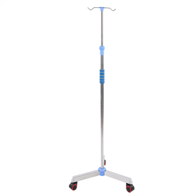 Adjustable IV Pole Stainless Steel IV Drip Stand Infusion Holder With 2 Hook Cso