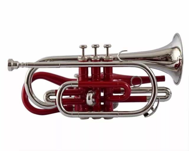 ¡OFERTA DE AÑO NUEVO! NUEVO ECHO CORNET ROJO NÍQUEL Bb PLANO ECHO CORNET... 3