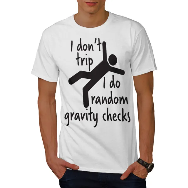 T-shirt da uomo Wellcoda Gravity Checks, slogan divertente grafica grafica stampata