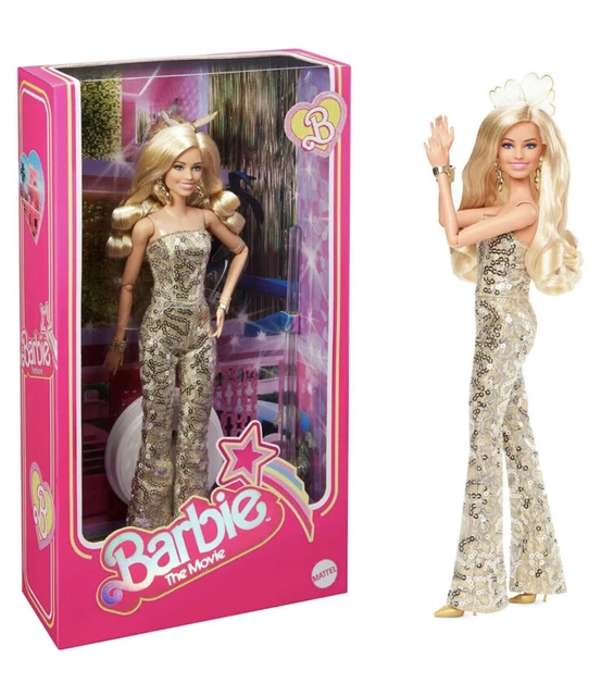 BARBIE THE MOVIE Collectible Doll, Margot Robbie Barbie in Gold Disco