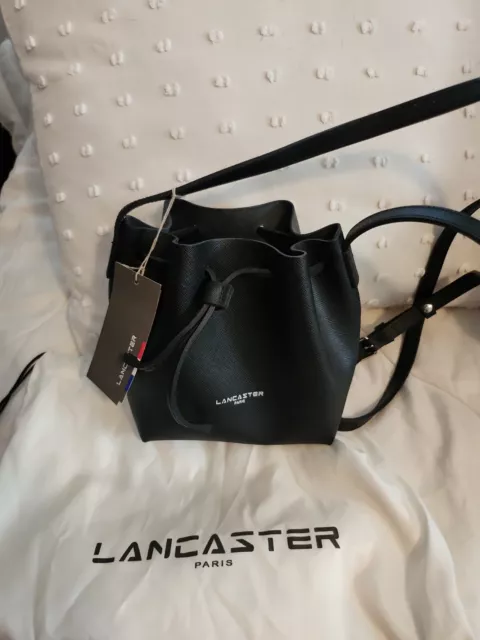 NWT LANCASTER PARIS NAVY Smooth Leather Mini Bucket Bag Handbag