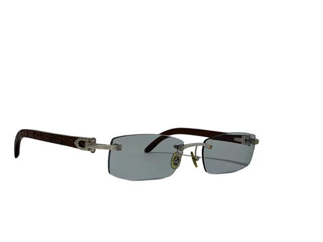 Cartier Rimless Glasses with Wood Temples UV Protection T8100755