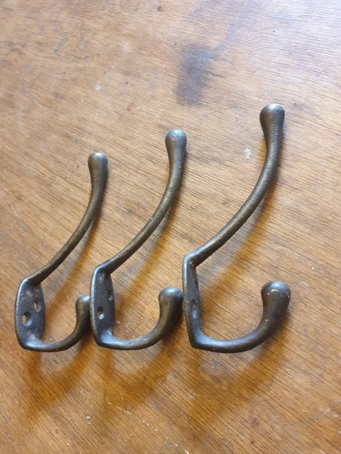 3 x Old shabby cast iron hooks