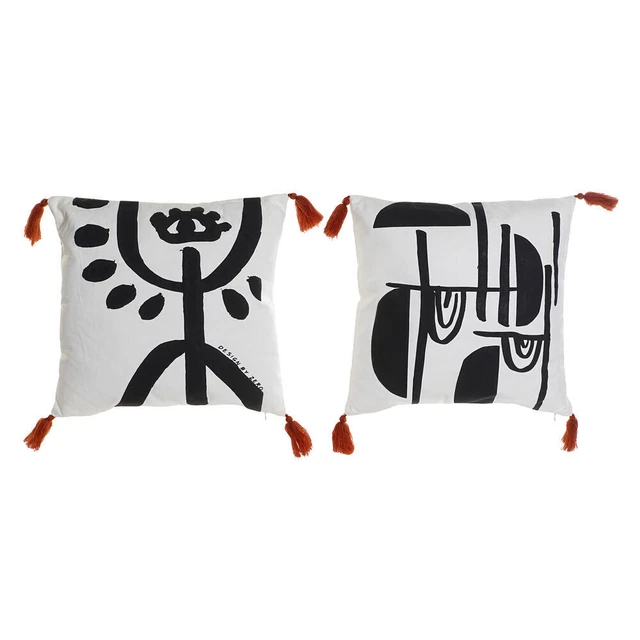 Coussin DKD Home Decor Blanc Noir Polyester (2 pcs) (45 x 45 x 45 cm)