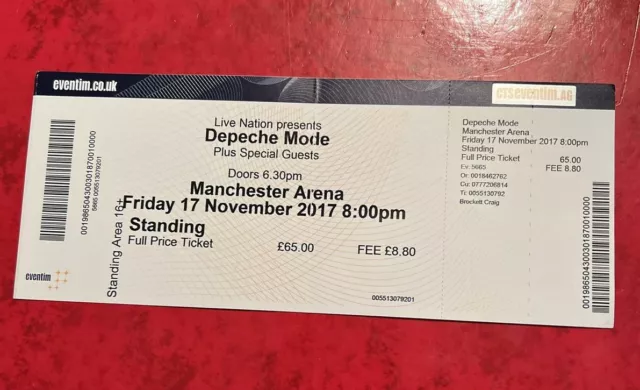 DEPECHE MODE CONCERT TICKET 'Global Spirit Tour' 2017 Manchester Arena