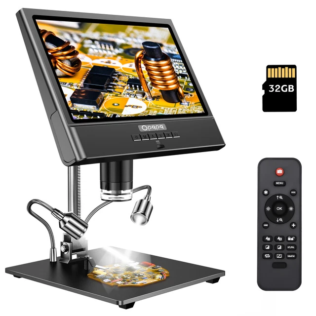Handheld 10" 1080P 12MP Digital Microscope 50X-1600X Endoscope 32GB Metal Stand