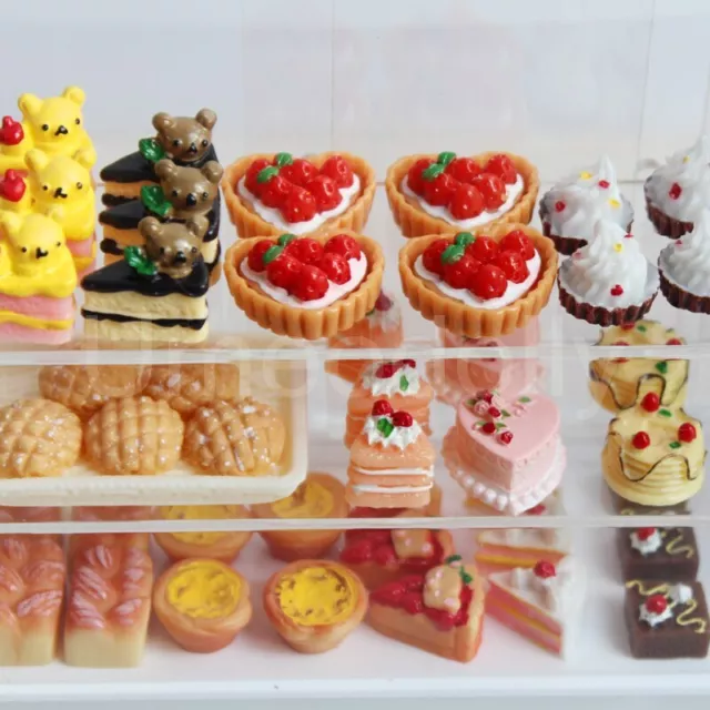 Dolls House 1:12 Scale Miniatures 11.5 Inch Cake Bread Dessert Cabinet Food Shop