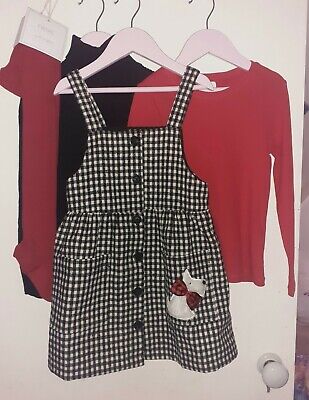 Nwot Next Dress Pinafore Sweater Top Tights 4 - 5 Yrs