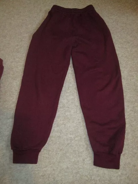 School uniform PE jogging bottoms, maroon, age 7-8, waist size 28, used