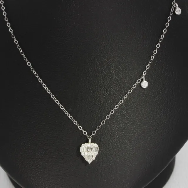 Wert 600 € Brillant Diamant Herz Anhänger mit Kette in 750 18 Karat Weiß Gold