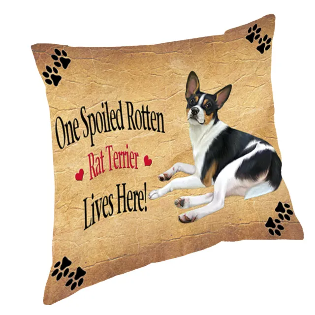 Rat Terrier Spoiled Rotten Dog Throw Pillow 14x14