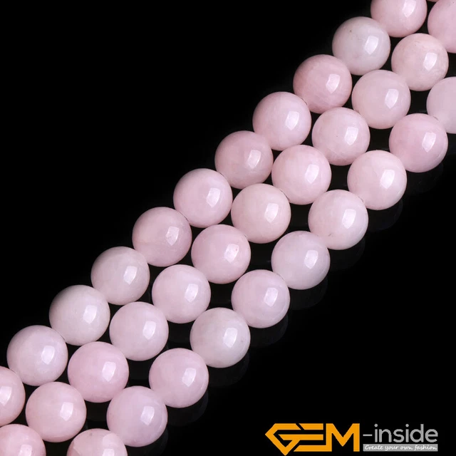 Natural Pink Rose Quartz Crystal Round Semi Precious Beads 15" Strand Big Hole