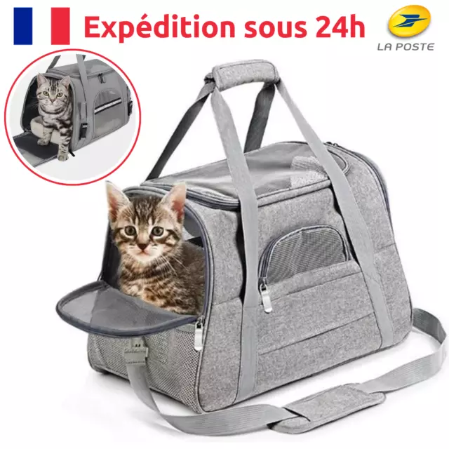 Sac de Transport Pour Animal Chien Chat - Tissu Oxford - 43x25x28cm - Gris