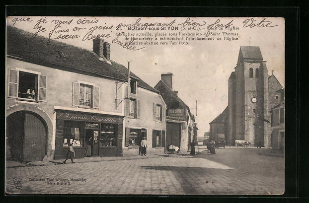 CPA Boissy-sous-Saint-Yon, Place de l´Èglise 1915