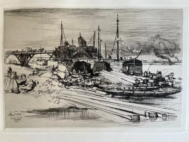 Auguste Lepere gravure eau forte Etching  Quai De La Gare Paris Seine