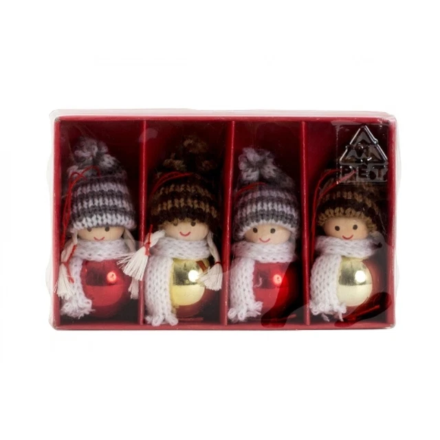 set 4 PALLINE / BAMBOLINE DI NATALE (VETRO) ALTEZZA 7 CM