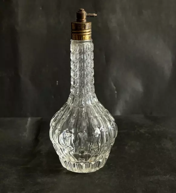 Antiguo Transparente Vidrio Victoriano Perfume Botella Decorativa, Coleccionable