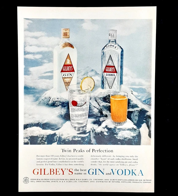 Gilbey's Gin Vodka ad vintage 1960's original advertisement 13.5 x 10 inches