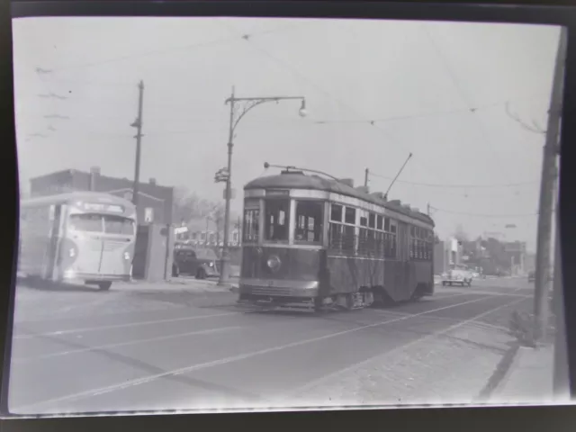 Orig 1947 Jamaica Av Trolley East New York Brooklyn NYCTS Bus BQT Photo Negative