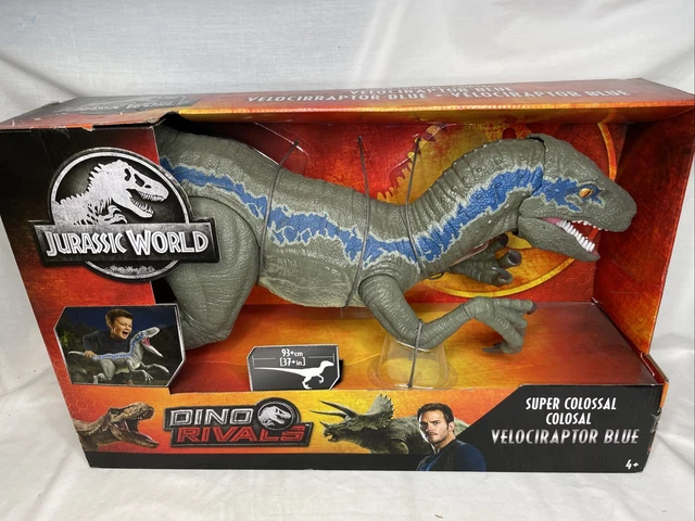 JURASSIC WORLD SUPER Colossal Velociraptor Blue Dinosaur Rivals 37 ...
