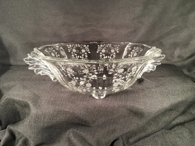 Fostoria Baroque Etched Footed Crystal Bowl 11 1/2 "