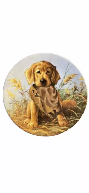 Caught in the Act - The Golden Retriever 1987 Collectible Plate Edwin M Knowles