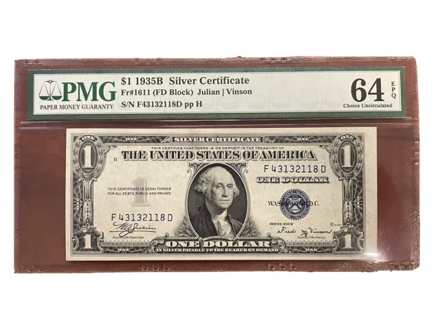 1935B $1 Silver Certificate Fr# 1611, PMG 64 EPQ