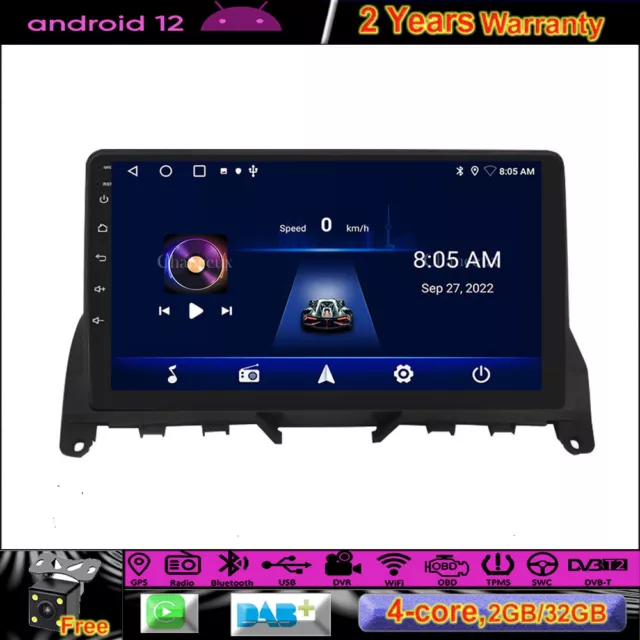 9"Android 12 Autoradio DAB GPS SAT Navi Carplay for Mercedes C Klasse W204 S204