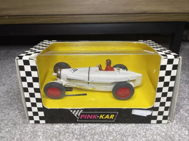 PINK KAR SLOT Car Bugatti Type 59 Grand Prix White Cv 007 Runs On