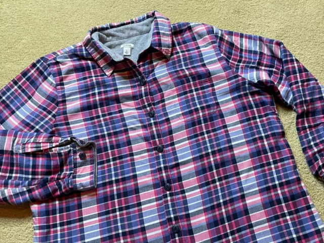 LL BEAN FLANNEL Shacket Fleece Lined Shirt Jacket Plaid Blue Pink ...
