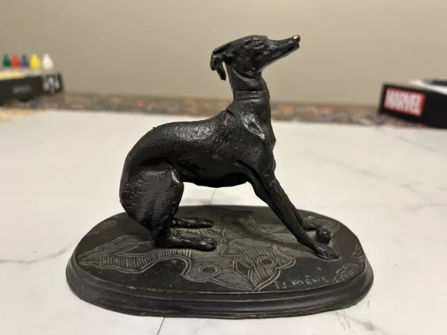 P. J. Mene Bronze Whippet Greyhound Dog Sculpture French Animalier 19th Century