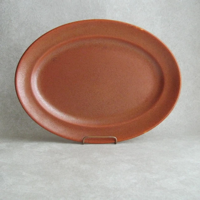 Homer Laughlin Wells Art Glazes Oval Serving Platter 11.5" Rust Vintage 1930s