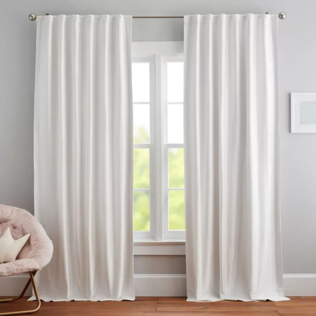 NEW S/2 Pottery Barn Kids IVORY Monique Lhuillier Silk Blackout Drapes 44” x 63”