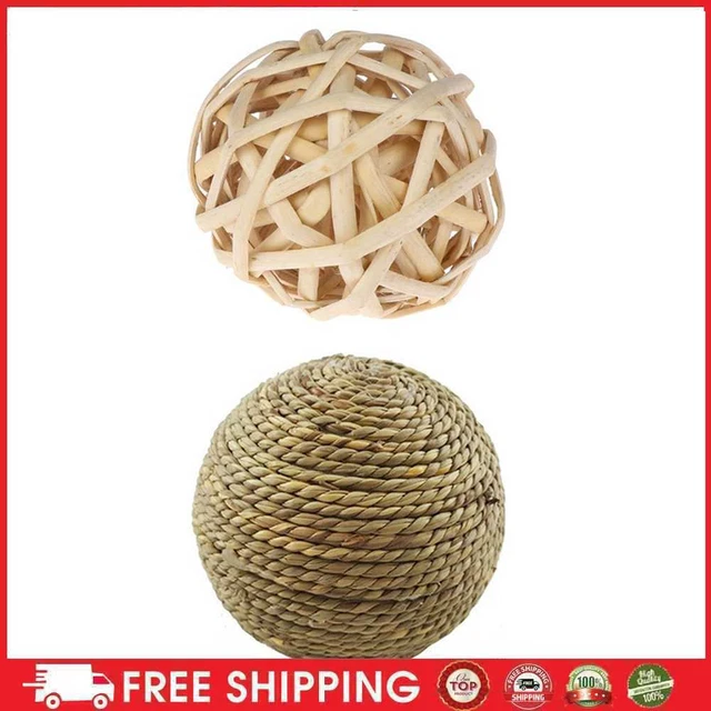 Hamster Bunny Bird Chewing Bite Natural Grass Ball Small Pet Molar Rattan Ball