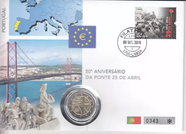 Numisbrief  Portugal  2 Euro  Brücke des 25. April  2016