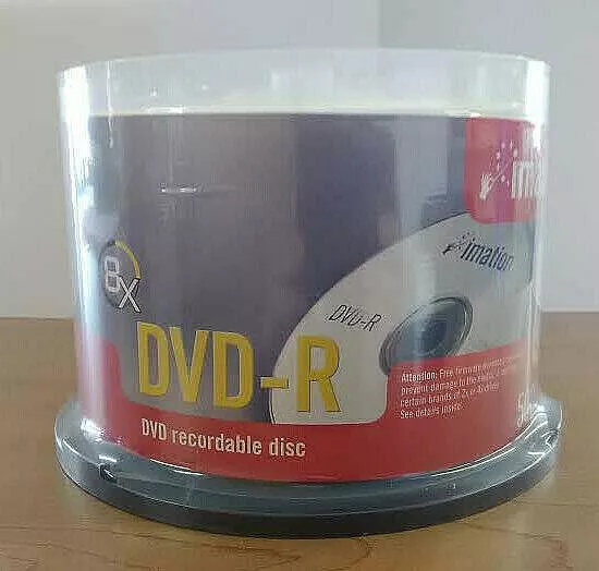 Imation DVD-R, 8X 4.7GB, 50 Pack Spindle Blank Media Recordable Disks 2