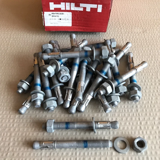 BOX OF 24X Hilti HSA F M12 Stud Anchor M12 x 115 HSAF Carbon Steel