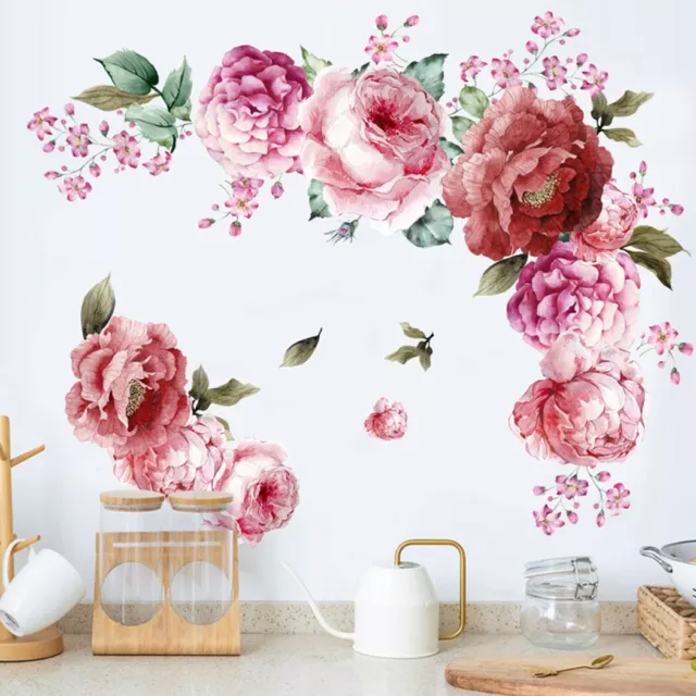 Mural Wall Sticker Peony Rose Living Room Art Nursery DIY Decals Flowers