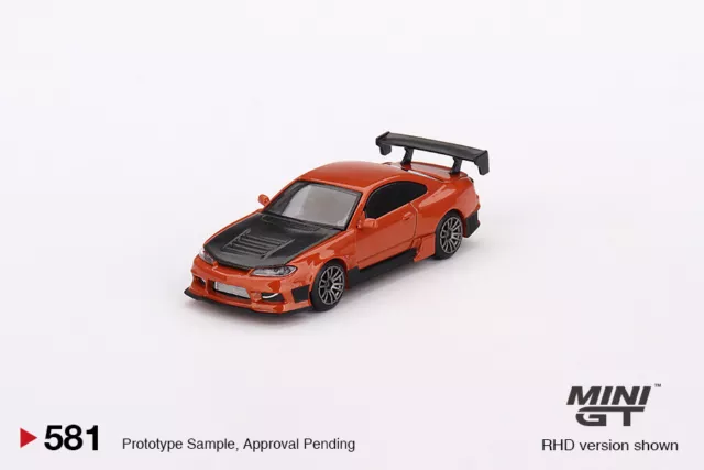 (Pre-order) Mini GT #581 - 1:64 Nissan Silvia S15 D-MAX  Metallic Orange RHD
