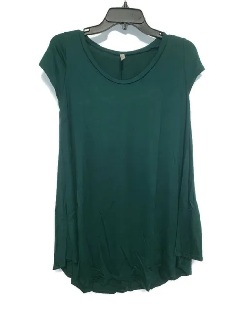 Isaac Liev Tunic Top Womens Size L Hunter Green Short Sleeve Flowy Swing T-shirt