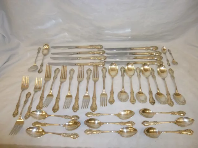 International Sterling Silver Flatware 40 Pieces "Wild Rose" Pattern, Serv For 8