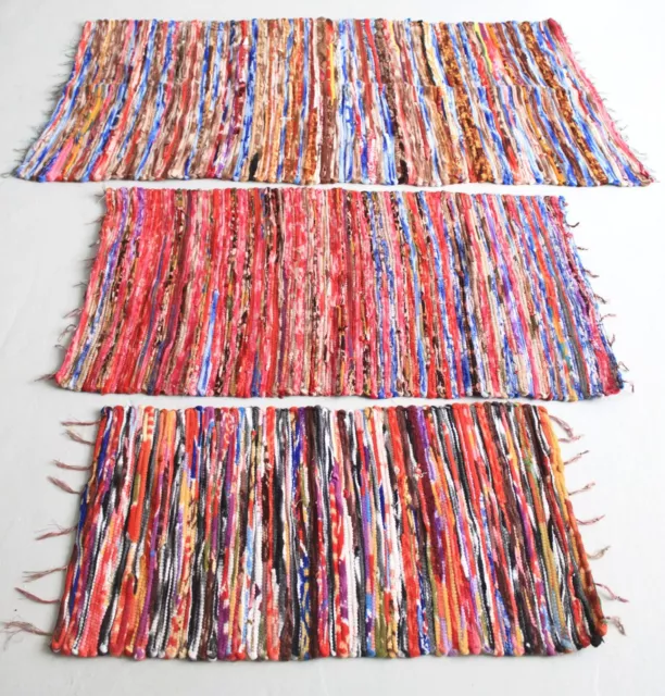 Chindi Multi Colour Rag Rug  Recycled Cotton Handmade Floor Mats Runner 90x150cm
