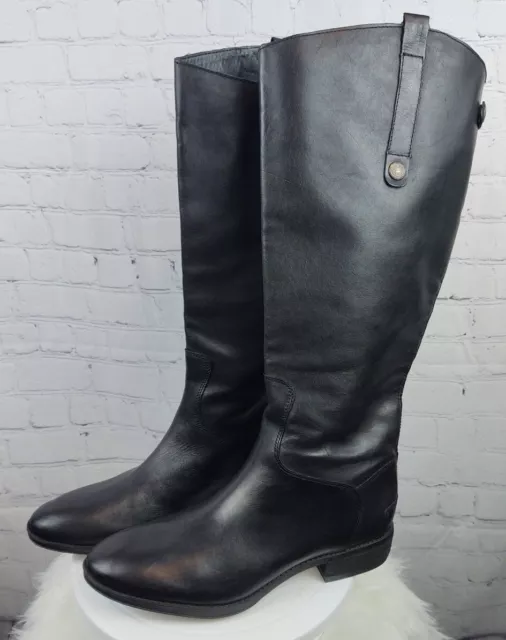 Sam Edelman Penny 2 Black Leather Wide Calf Back Zip Riding Boots, Sz. 10.5 M